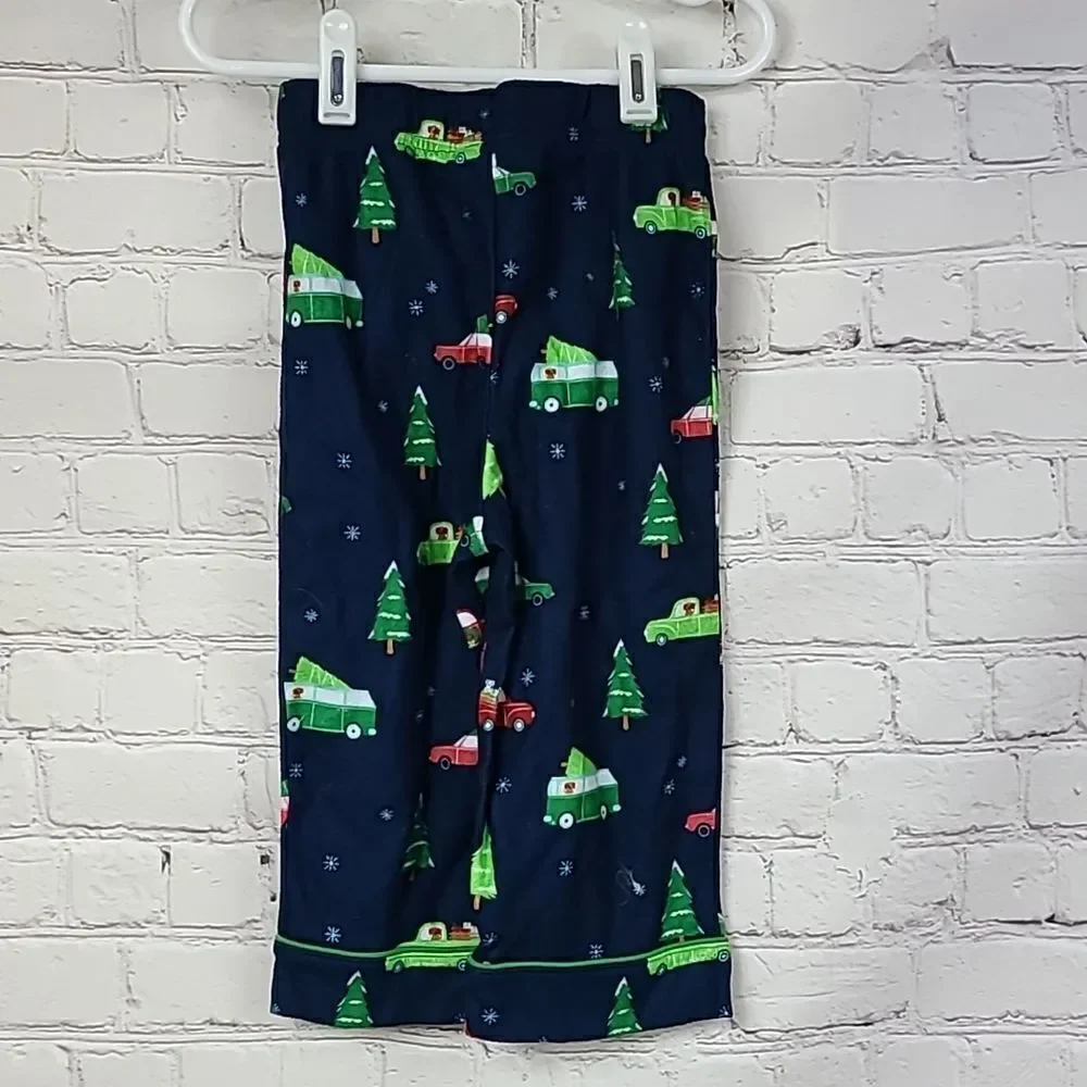 Christmas Navy Blue Car/Trucks Flannel Pajamas Baby 18M Matching PJs Sleep Set